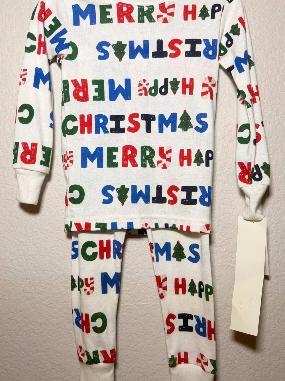 Unbranded Kids Christmas 'Merry Christmas' White Holiday Pajama Set